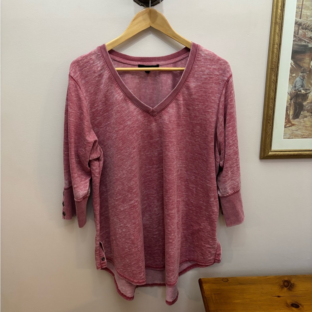 Jane and Delancey Maroon Long Sleeve V-Neck Top